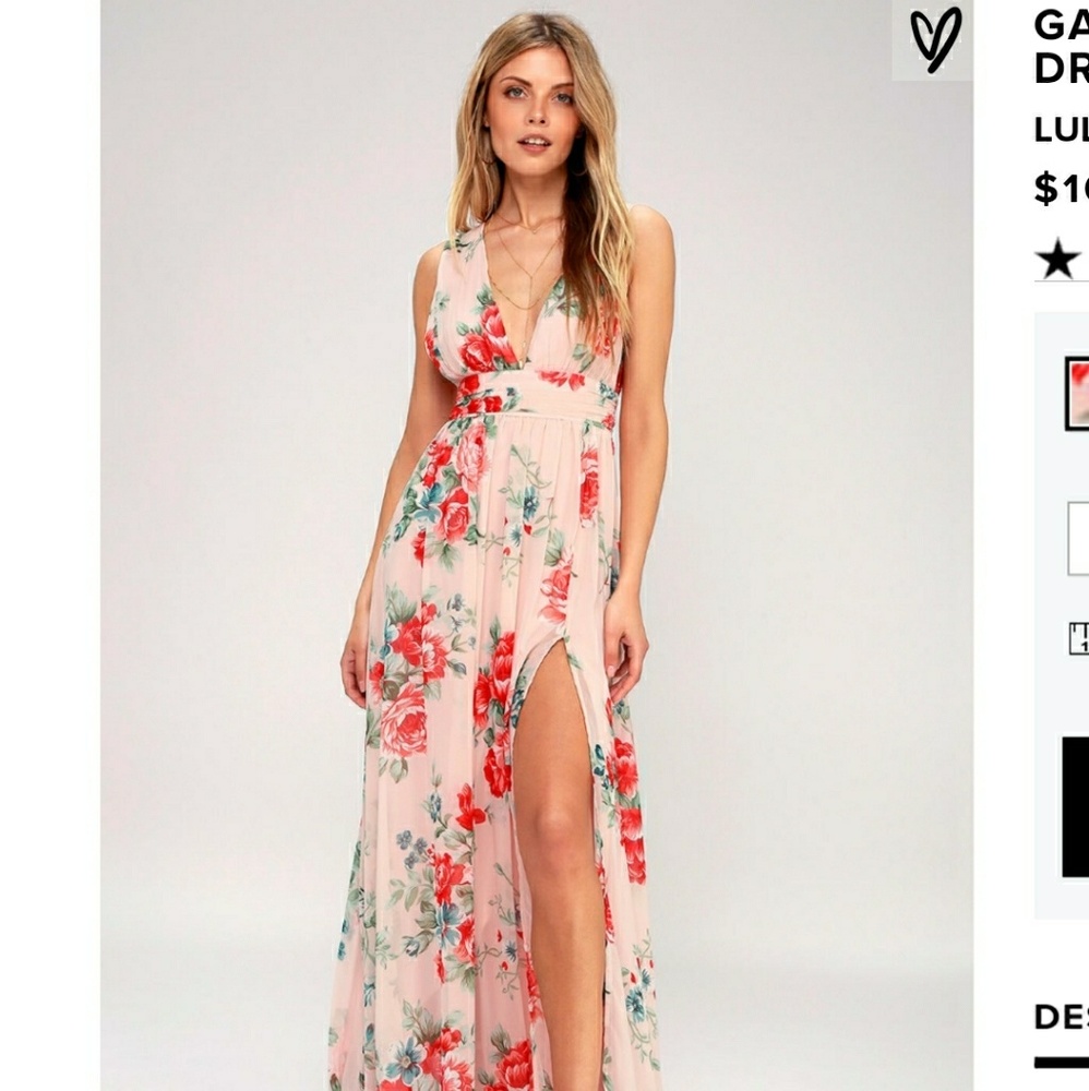 ISO GARDEN MEANDERING BLUSH FLORAL PRINT MAXI DRES